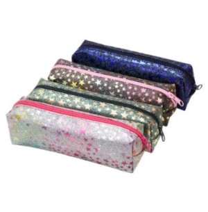 PORTA LÁPIS ESTRELAS 19CM 1 DIVISÓRIA C/GLITTER