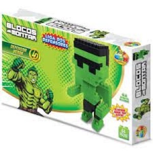 BLOCO MONTAR 64PÇS LIGA DOS DEFENSORES VERDE
