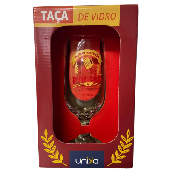 TAÇA VIDRO 300ML BEBER CERVEJA É MINHA PAIXÃO