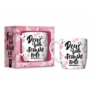 CANECA PORCELANA 300ML URBAN DEUS É BOM O TEMPO TODO
