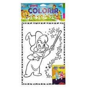 DESENHO P/ COLORIR 10 FOLHAS + MINI GIZ