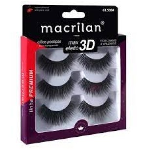 CÍLIOS POSTIÇOS 3 PARES MAX EFEITO 3D - MACRILAN