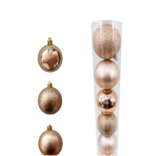 BOLA TUBO 8CM 6UN MISTA CHAMPANHE