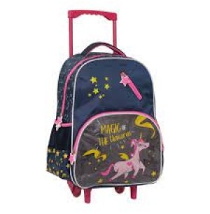 MOCHILA INFANTIL CARRINHO 40CM 3 DIV.UNICÓRNIO