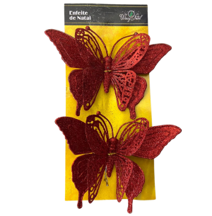 ENFEITE BORBOLETA GLITTER 17CM 2UN