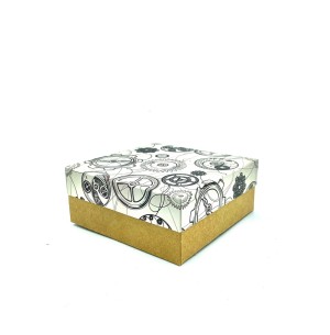 CAIXA PRESENTE 12X12X5CM KRAFT ESTAMPADA