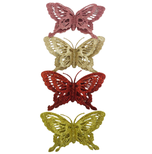 ENFEITE BORBOLETA 14CM GLITTER