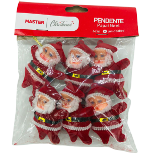 ENFEITE PAPAI NOEL 6CM C/ 6 UNIDADES