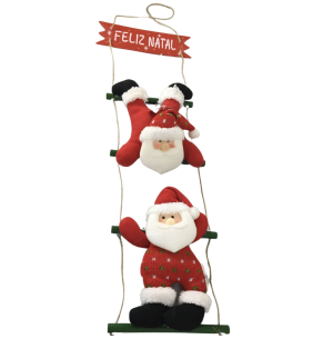 ENFEITE PLACA PAPAI NOEL ESCADA C/2 45CM