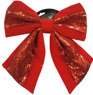 ENFEITE LAÇO 30CM VELUDO/LANTEJOULA