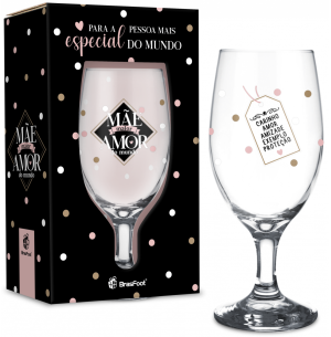 TAÇA VIDRO WINDSOR 330ML MÃE MAIOR AMOR DO MUNDO