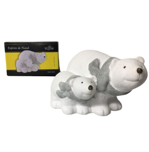  CERÂMICA URSO C/ FILHOTE 19X11CM