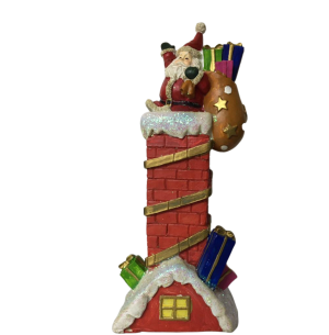 RESINA PAPAI NOEL CHAMINÉ 23CM