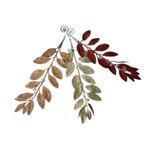 ENFEITE GALHO GLITTER 30CM FOLHA