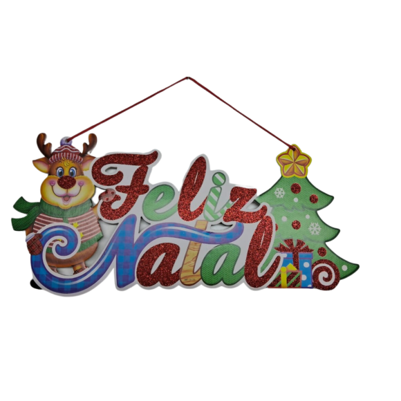 PLACA FELIZ NATAL 43X18CM