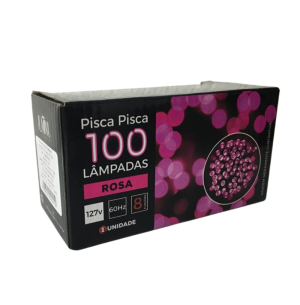 PISCA LED FIO TRANSPARENTE 8 FUNÇÕES 100L ROSA 9M