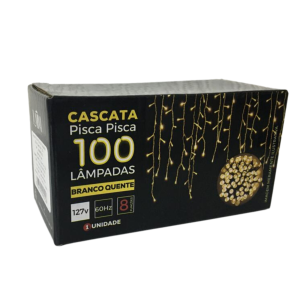 PISCA CASCATA 100 LEDS 8 FUNÇÕES AMARELO