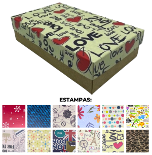 CAIXA PRESENTE 20X12X5CM KRAFT ESTAMPADA