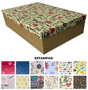CAIXA PRESENTE 36X24X10CM KRAFT ESTAMPADA