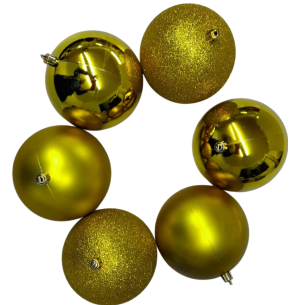 BOLA TUBO 10CM 6UN MISTA DOURADA