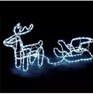 FIGURA RENA LED 8F MANG. C/ TRENÓ BRANCO 93X46CM