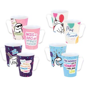 CANECA PLÁSTICA 430ML FLORK ANIVERSÁRIO