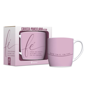 CANECA PORCELANA 300ML URBAN FÉ E FORÇA QUE NASCE