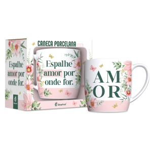 CANECA PORCELANA 300ML URBAN ESPALHE AMOR