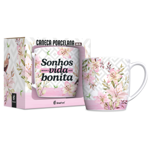 CANECA PORCELANA 300ML URBAN SONHOS DEIXAM A VIDA MAIS BONITA