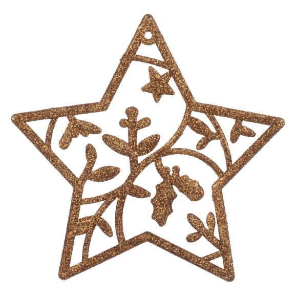 ENFEITE ESTRELA GLITTER 9CM COBRE