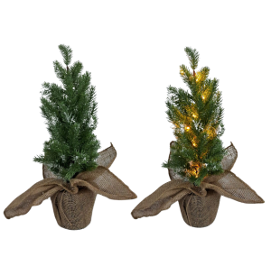 ÁRVORE MINI A PILHA 45CM LED FLOCADA