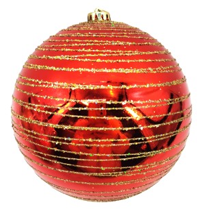 BOLA 20CM DECORADA GLITTER VERMELHA