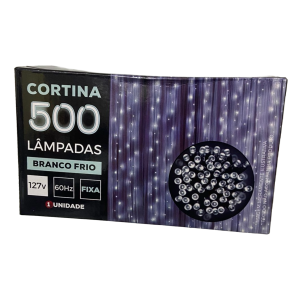 PISCA CORTINA 500 LEDS BRANCO 3X2,5M MACHO/FÊMEA
