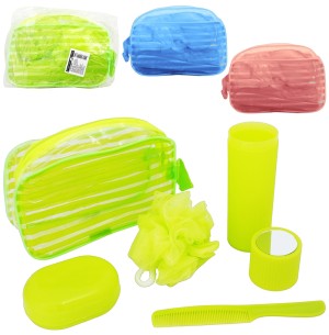 NECESSAIRE TRANSARENTE KIT BANHO 4PÇS