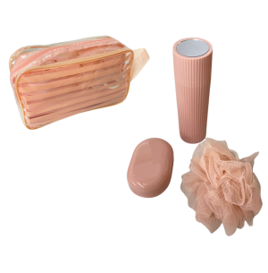 NECESSAIRE TRANSARENTE KIT BANHO 4PÇS