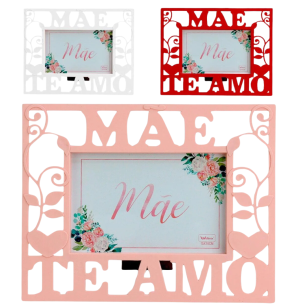 PORTA FOTO PLÁST.10X15CM FLORAL MÃE TE AMO