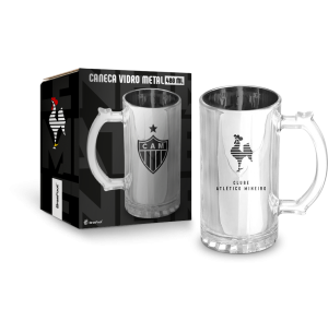 CANECA VIDRO METALIC 480ML ATLETICO