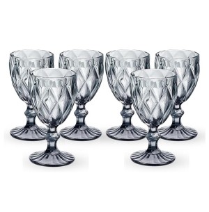 TAÇA VIDRO 340ML 6UN GRAFITE PEROLADO