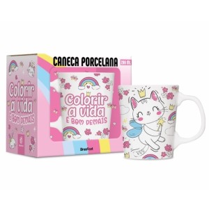 CANECA PORC.260ML PREMIUM COLORIR A VIDA É BOM DE MAIS