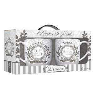 CANECA PORC.300ML URBAN C/2 BODAS DE PRATA