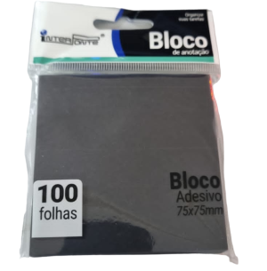 BLOCO ANOTAÇÃO ADESIVO 7X7CM PRETO