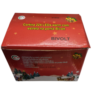 PISCA CORTINA 224 LEDS AM 3X1.2M ESTRELAS BIVOLT