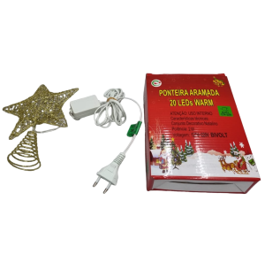 PISCA PONTEIRA ESTRELA 20 LEDS 18CM AM ARAMADA BIVOLT