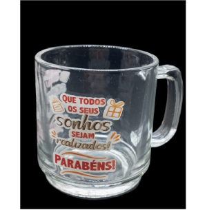 CANECA VIDRO 320ML ANIVERSÁRIO