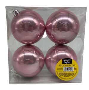 BOLA CX 8CM 4UN LISA ROSA/ROSE