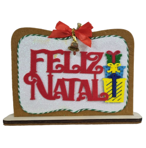  ENFEITE PLACA FELIZ NATAL FELTRO 28X13CM