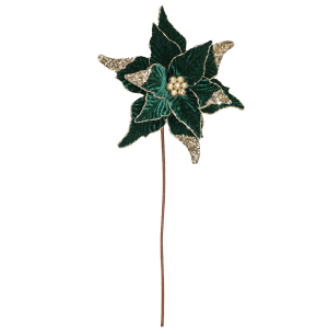 FLOR BIGO DE PAPAGAIO VELUDO 28CM VERDE LANTEJOULA