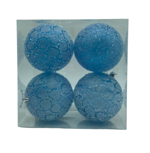 BOLA CX10CM 4UN AZUL FLOCADA