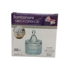 BOMBONIERE VIDRO 12CM FURTA COR
