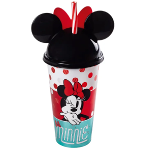 COPO PLÁST.500ML CANUDO MINNIE